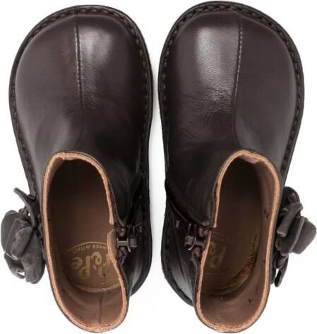 Pèpè floral-appliqué leather ankle boots Brown