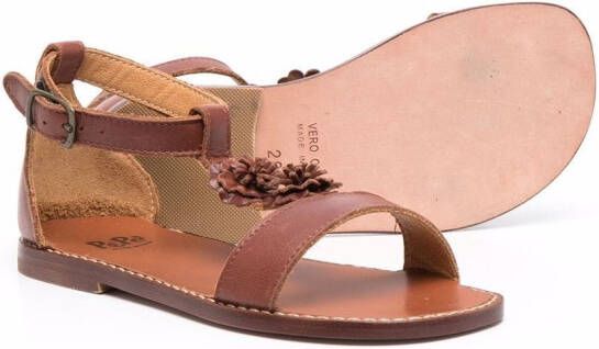 Pèpè floral-detail leather sandals Brown