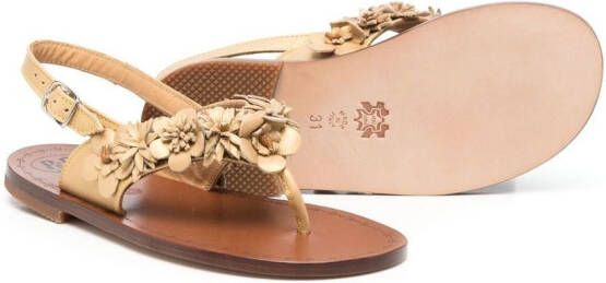 Pèpè floral-detail slingback sandals Gold
