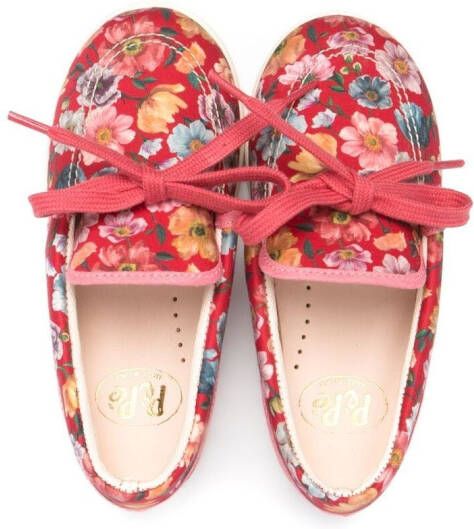 Pèpè floral print bow-embellished loafers Red