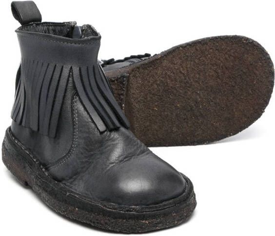 Pèpè fringed leather ankle boots Blue