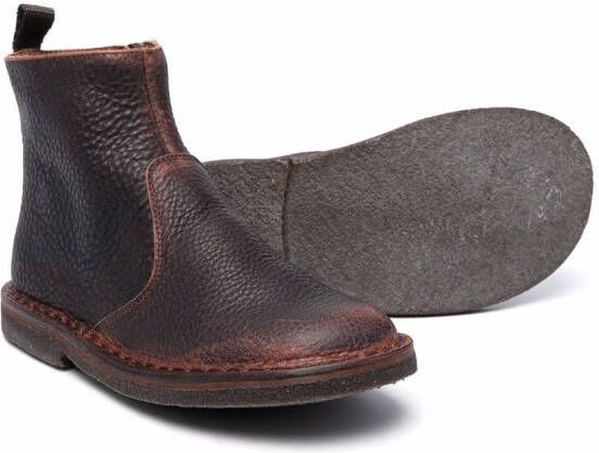 Pèpè grained leather ankle boots Brown