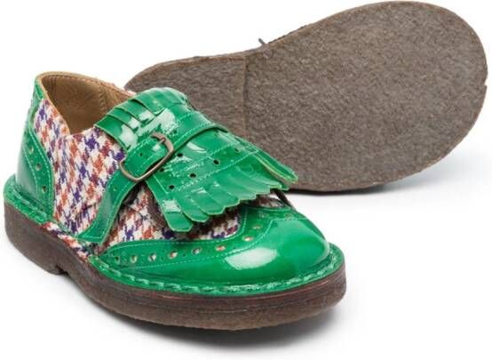 Pèpè herringbone-pattern Derby shoes Green