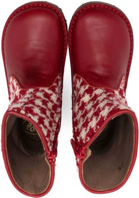 Pèpè herringbone-pattern leather boots Red