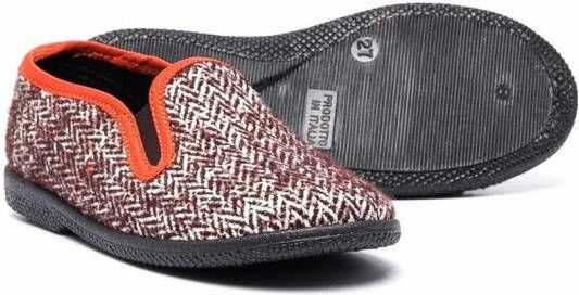 Pèpè herringbone-pattern slip-on loafers Brown