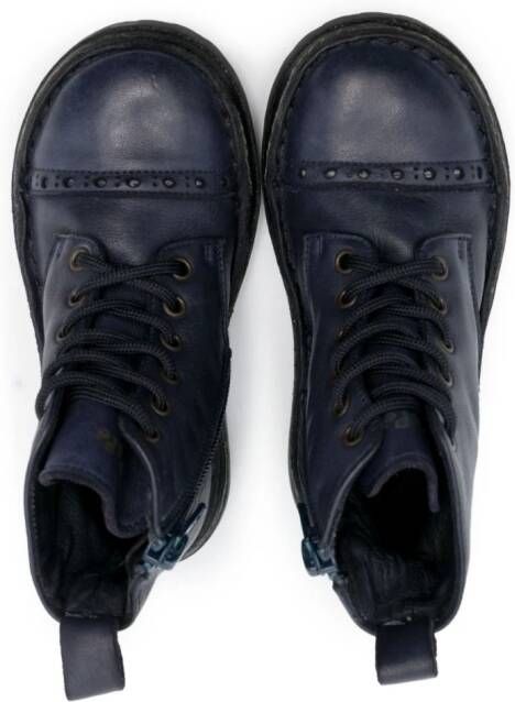 Pèpè lace-up leather boots Blue