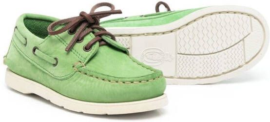 Pèpè lace-up leather deck shoes Green
