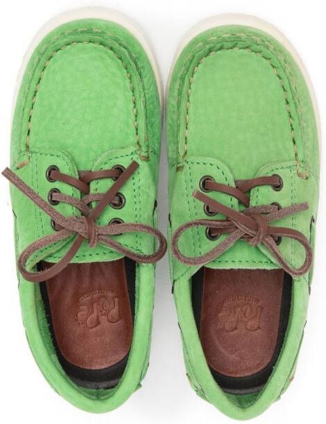 Pèpè lace-up leather deck shoes Green