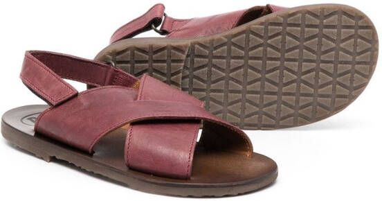 Pèpè leather crossover-strap sandals Red