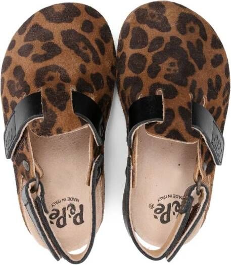 Pèpè leopard-print leather closed-toe sandals Brown