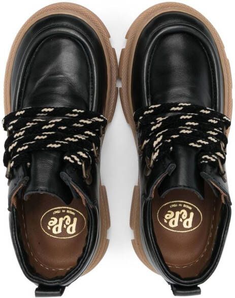 Pèpè lug-sole leather shoes Black
