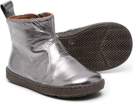 Pèpè metallic-finish leather boots Grey