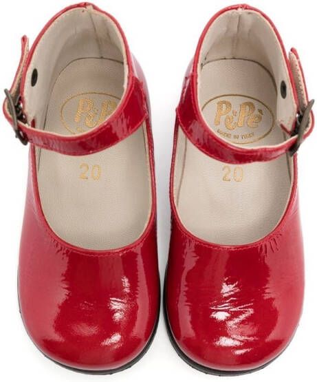 Pèpè patent ankle-strap ballerina shoes Red