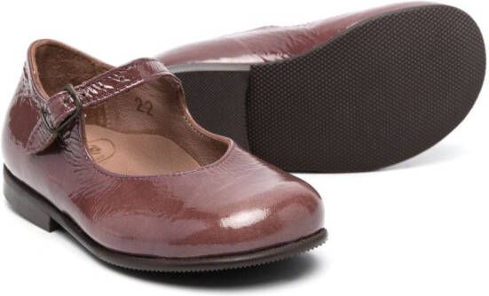 Pèpè patent buckle ballerina shoes Brown