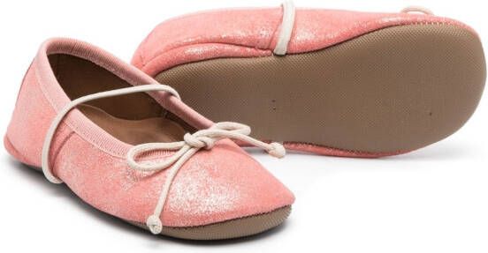 Pépé Kids bow-detail suede ballerinas Pink