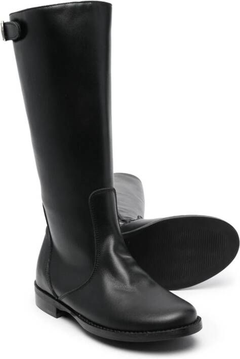 Pépé Kids buckle-strap leather mid-calf boots Black