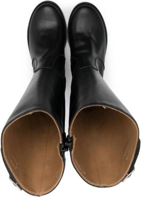 Pépé Kids buckle-strap leather mid-calf boots Black