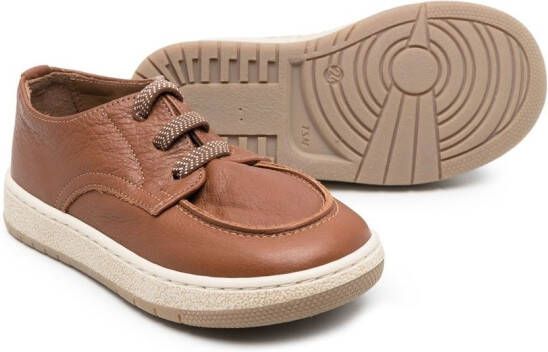 Pépé Kids lace-up leather loafers Brown
