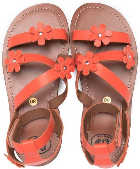 Pépé Kids Rouge floral appliqué sandals Orange