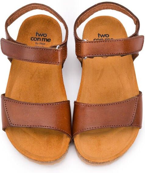 Pépé Kids touch strap flat sandals Brown