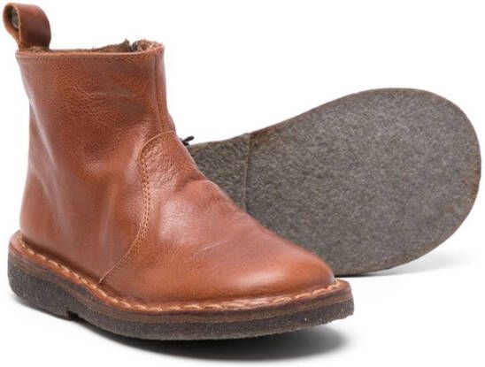 Pèpè round-toe leather ankle boots Brown