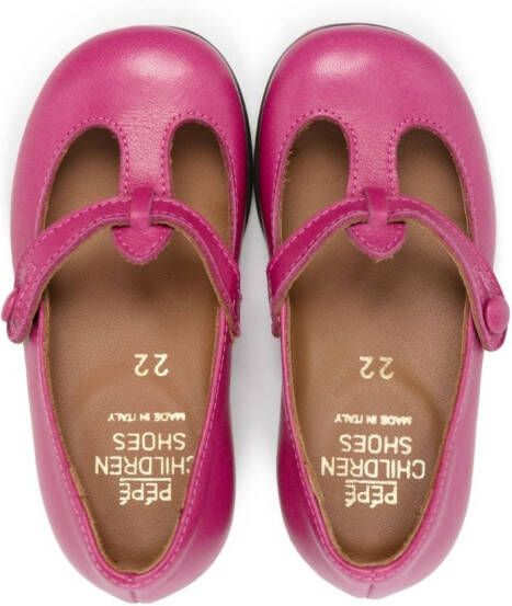 Pèpè round-toe leather ballerinas Pink