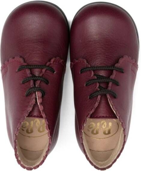 Pèpè scalloped edge lace-up boots Purple