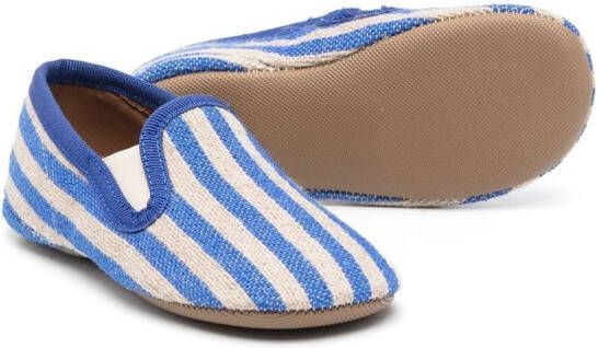 Pèpè stripe linen slip-on shoes Blue