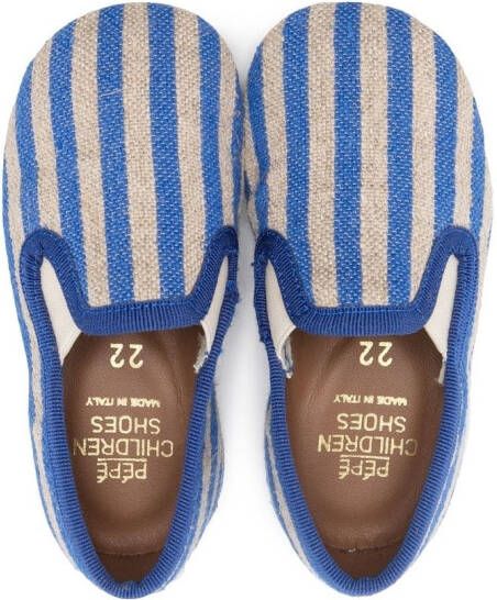 Pèpè stripe linen slip-on shoes Blue