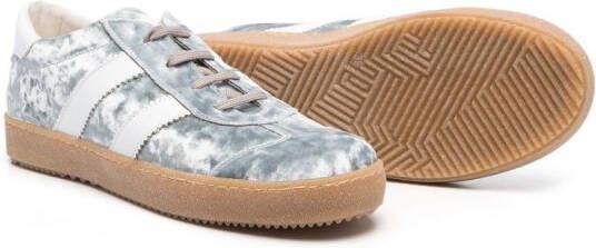 Pèpè TEEN side-stripe velvet sneakers Grey