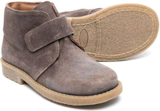 Pèpè touch-strap suede ankle boots Grey