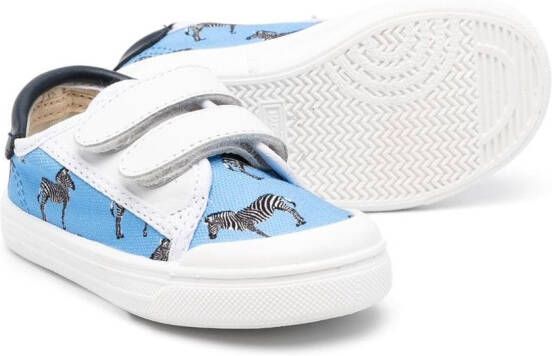 Pèpè zebra-print touch-strap trainers Blue