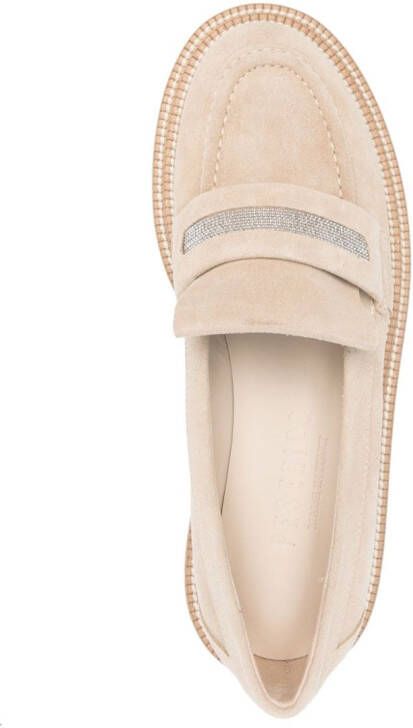 Peserico bead-chain suede loafers Neutrals