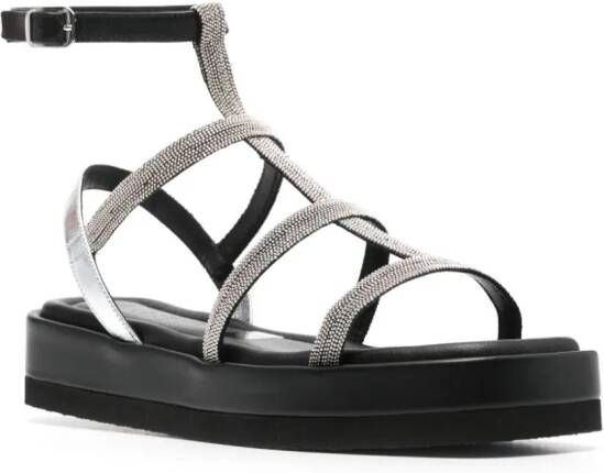 Peserico bead-detailed leather sandals Black