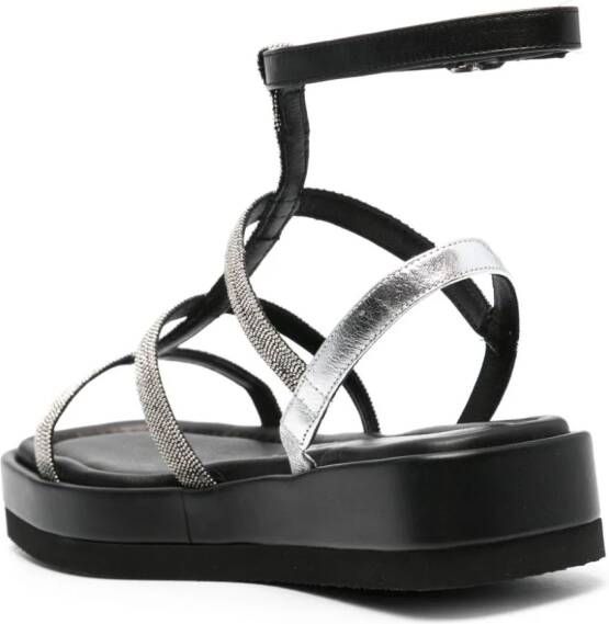 Peserico bead-detailed leather sandals Black