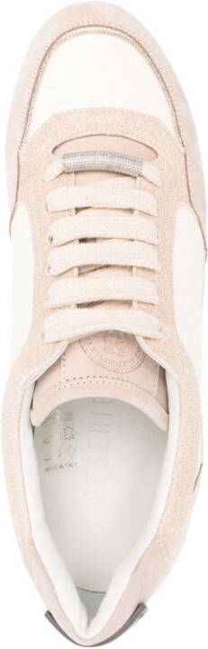 Peserico Punto Luce-chain leather sneakers Neutrals