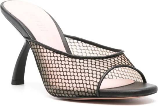 Pīferi 90mm mesh leather mules Black