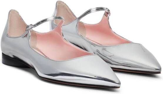 Pīferi Eagle leather ballerina shoes Silver