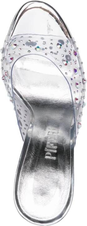 Pīferi Tiana 110mm crystal-embellished mules Silver