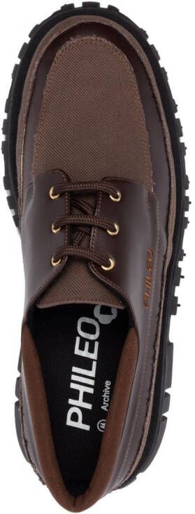 PHILEO logo-embroidery lace-up derby shoes Brown