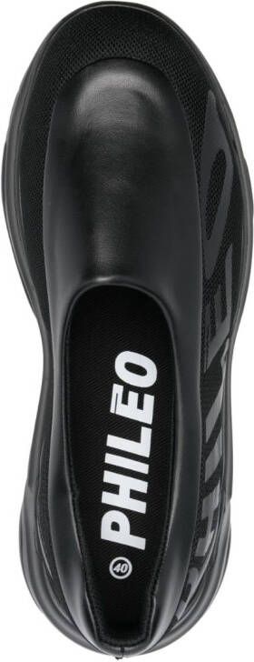 PHILEO logo-print low-top laceless sneakers Black
