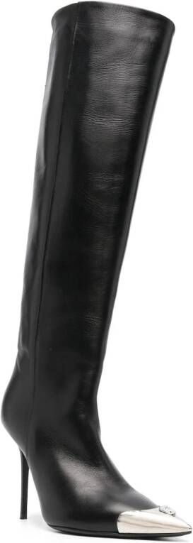 Philipp Plein 110mm skull-detail leather boots Black