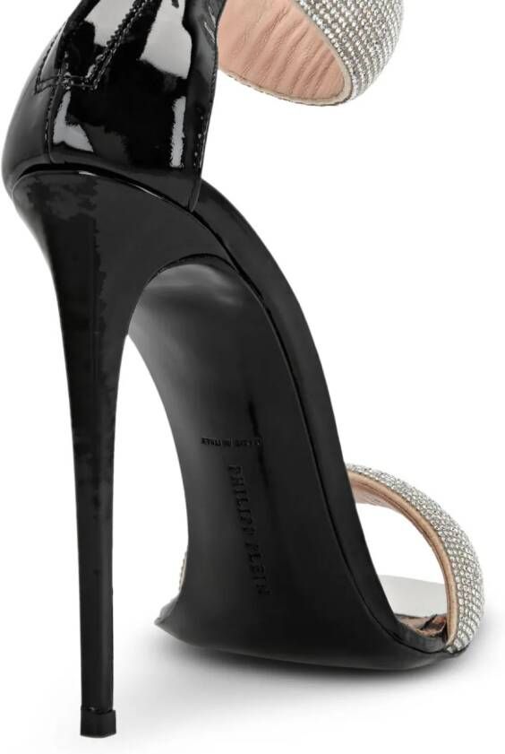 Philipp Plein 120mm crystal-embellished leather sandals Black