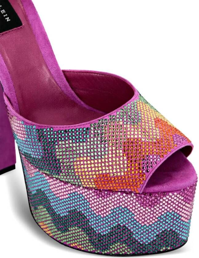 Philipp Plein 120mm crystal-embellished leather sandals Pink