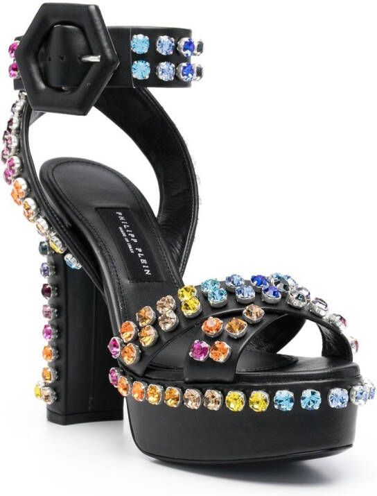 Philipp Plein 135mm crystal-embellished platform sandals Black