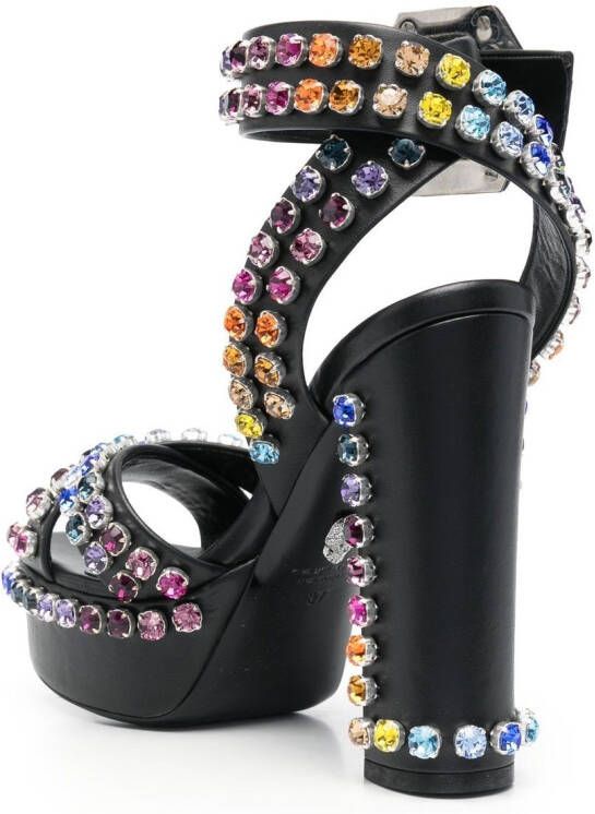 Philipp Plein 135mm crystal-embellished platform sandals Black
