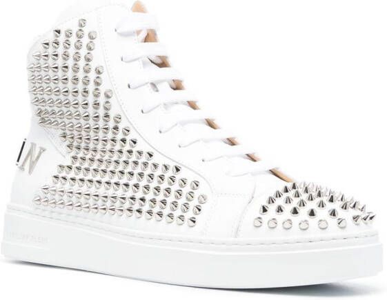 Philipp Plein Brooches Studded high-top sneakers White