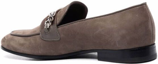 Philipp Plein chain-embellished suede loafers Brown