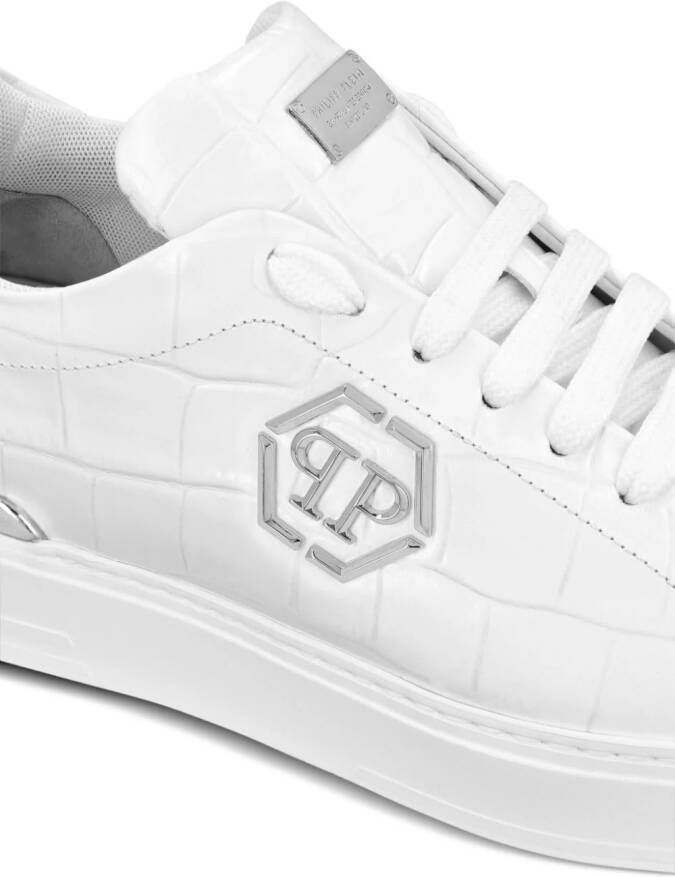 Philipp Plein crocodile-effect lace-up sneakers White