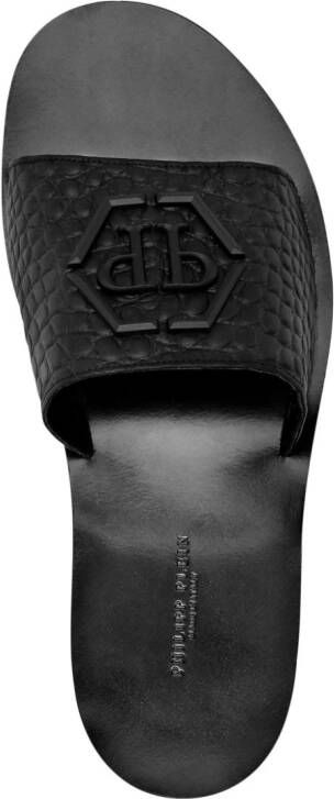 Philipp Plein crocodile-embossed leather sandals Black